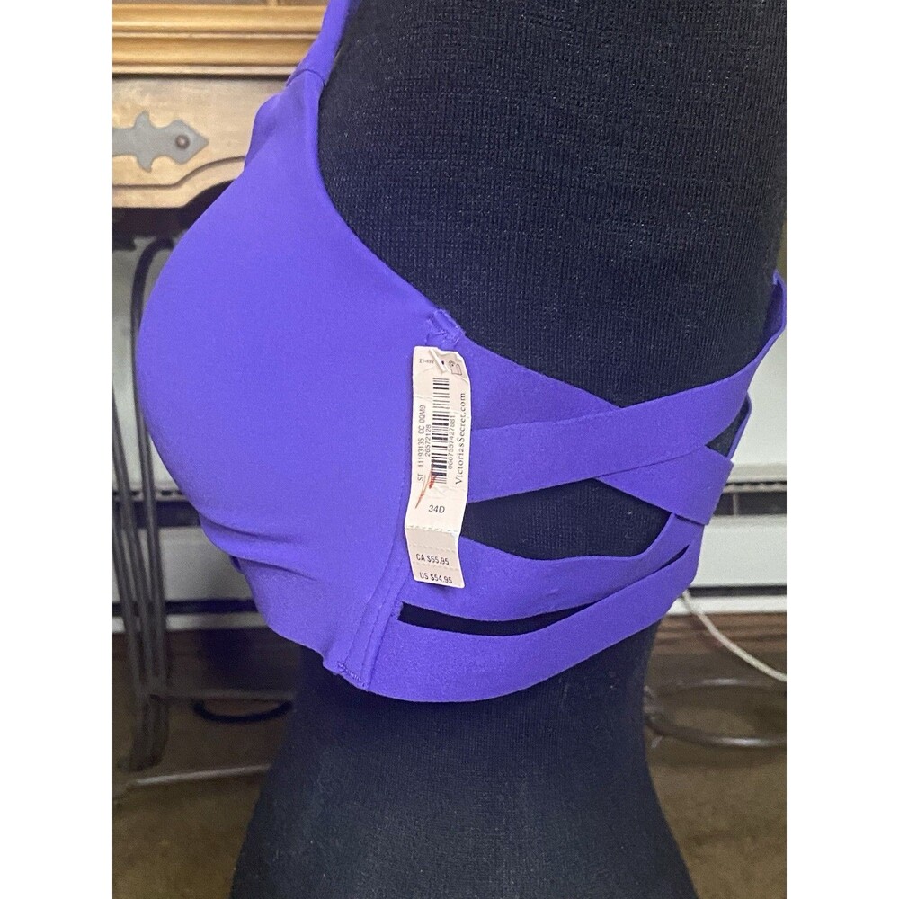 Victoria’s Secret Sweat On Point High Support Front Zip Sports Bra Purple 34D - Picture 5 of 7